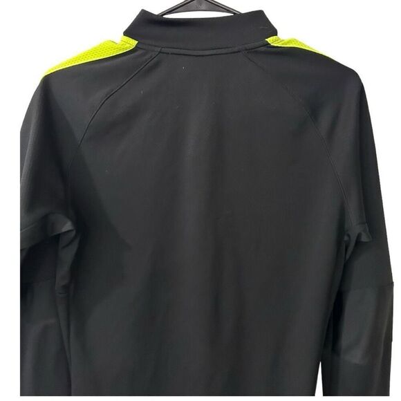 Nike Dri-Fit Black Highlighter Yellow Stripe Quarter Zip Sweater Size M Running - Picture 7 of 11
